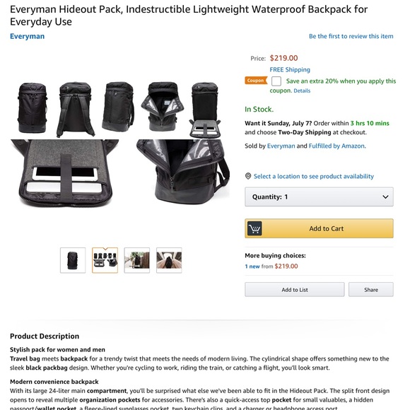 Everyman Hideout Bag Backpacks